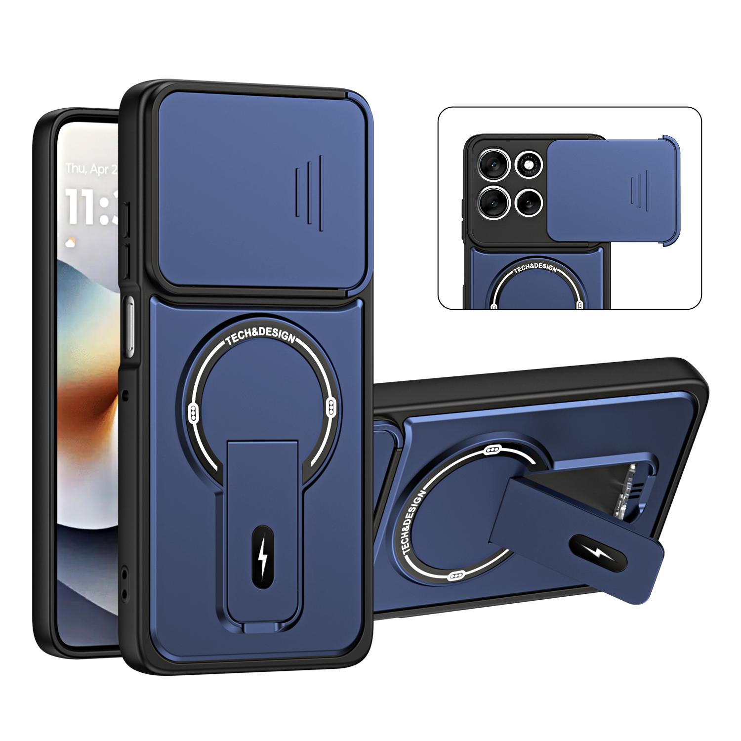 For Motorola Moto G56 5G Sliding Camshield Holder Magnetic Phone Case(Blue) - Shopkiz.com