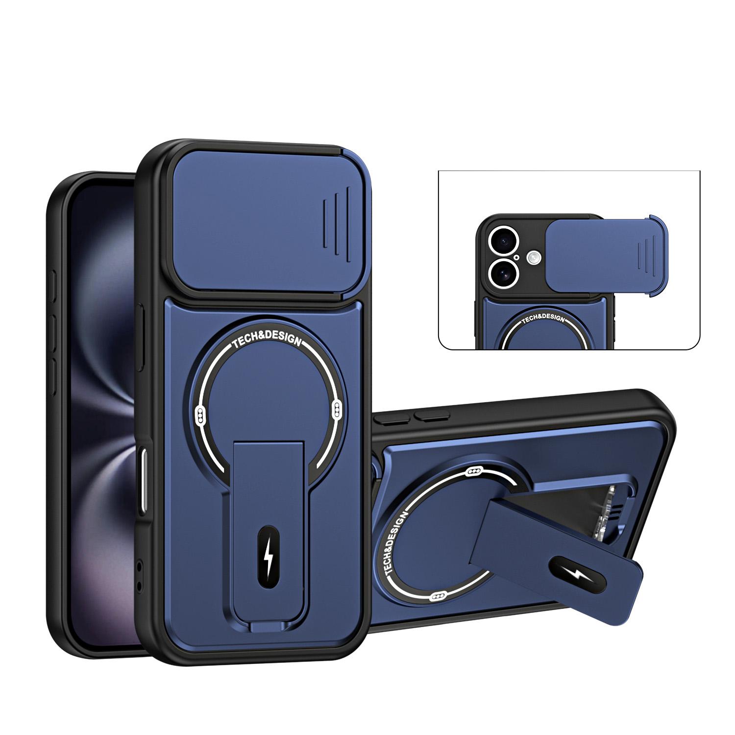 For iPhone 17 Sliding Camshield Holder Magnetic Phone Case(Blue) - Shopkiz.com