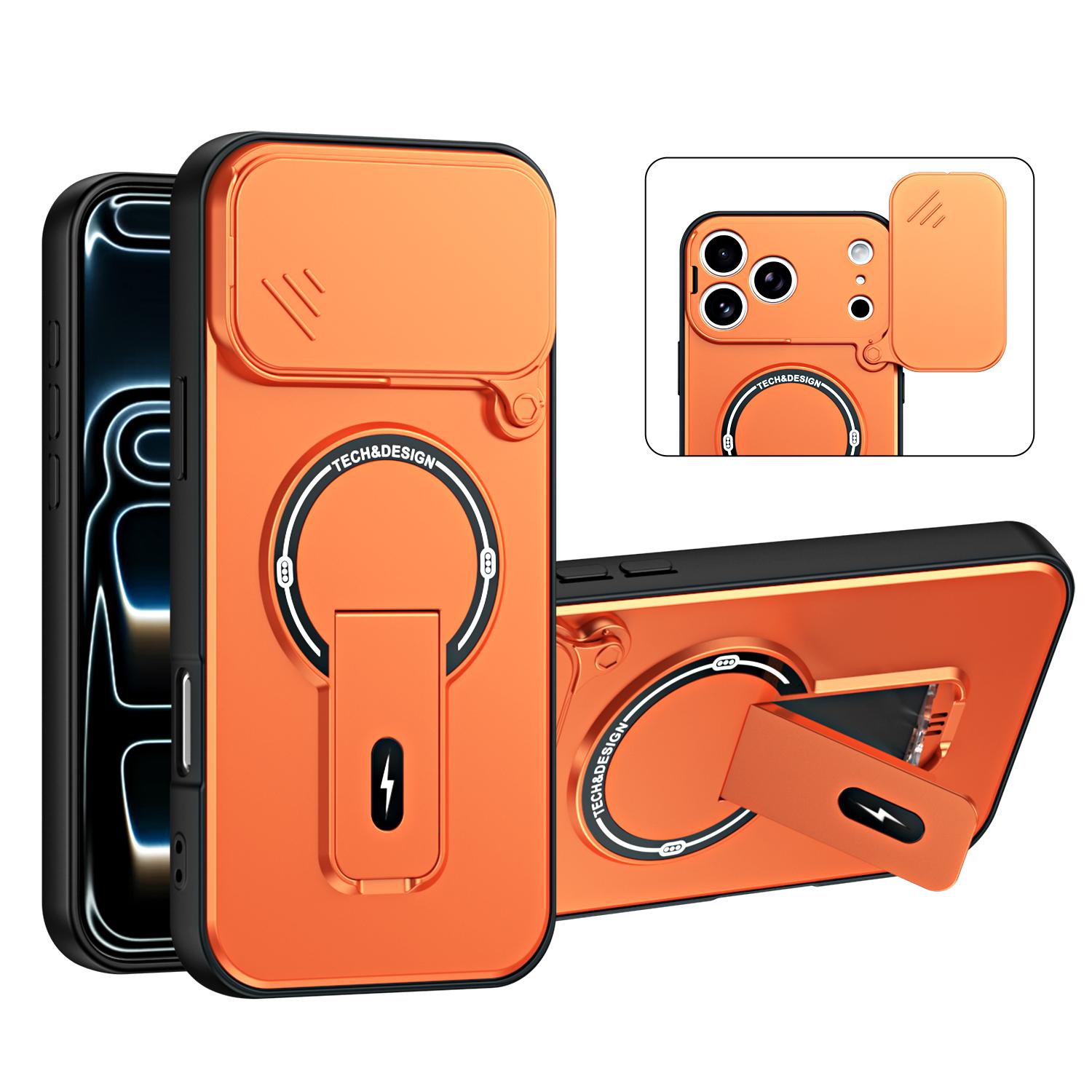 For iPhone 17 Pro Sliding Camshield Holder Magnetic Phone Case(Orange) - Shopkiz.com