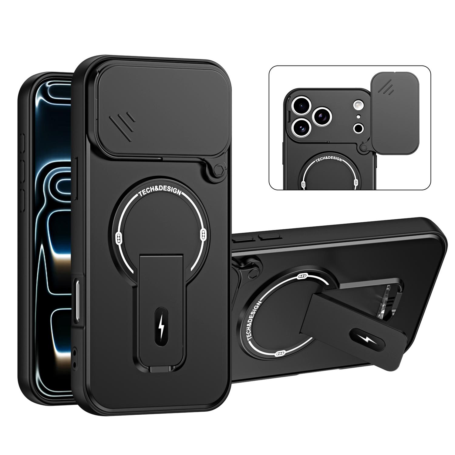 For iPhone 17 Pro Sliding Camshield Holder Magnetic Phone Case(Black) - Shopkiz.com