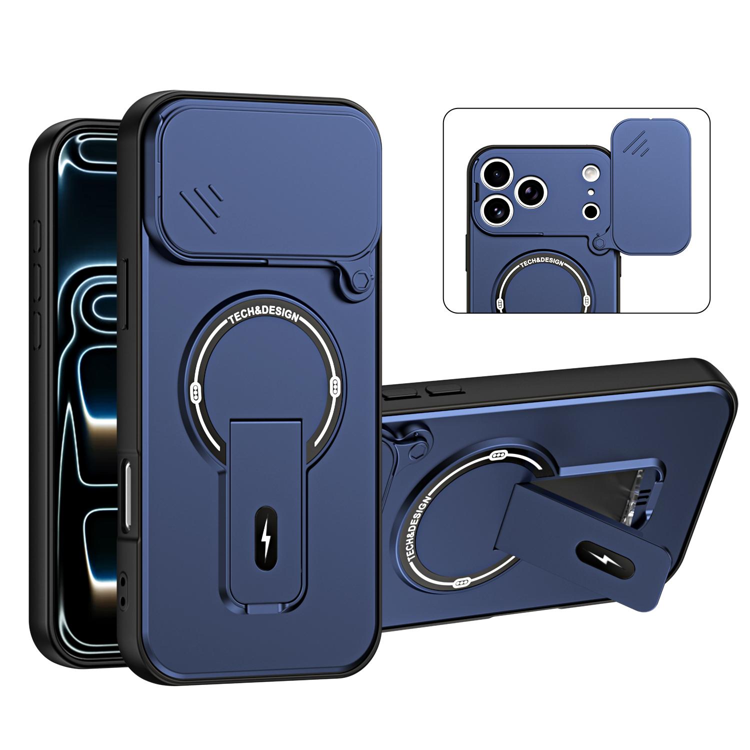 For iPhone 17 Pro Sliding Camshield Holder Magnetic Phone Case(Blue) - Shopkiz.com