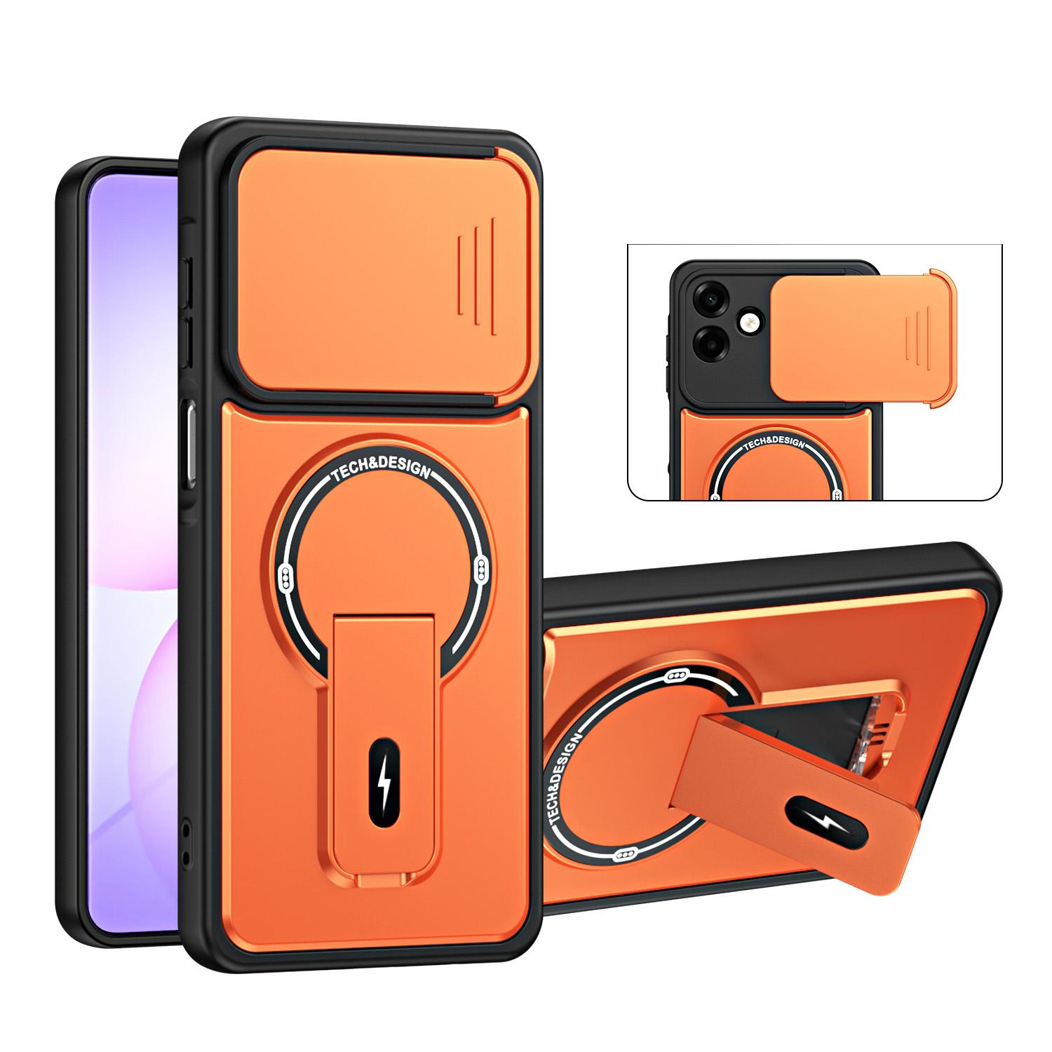 For Galaxy A07 4G Sliding Camshield Holder Magnetic Phone Case(Orange) - Shopkiz.com
