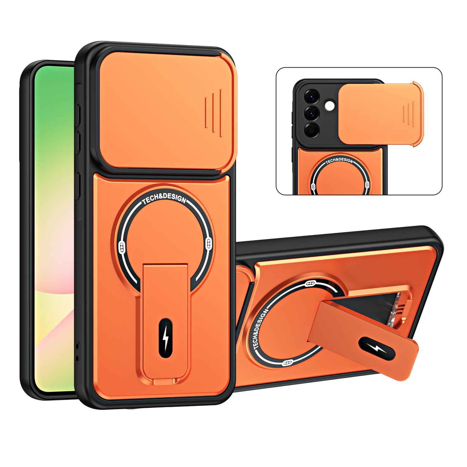 For Galaxy A26 5G / A17 5G Sliding Camshield Holder Magnetic Phone Case(Orange) - Shopkiz.com