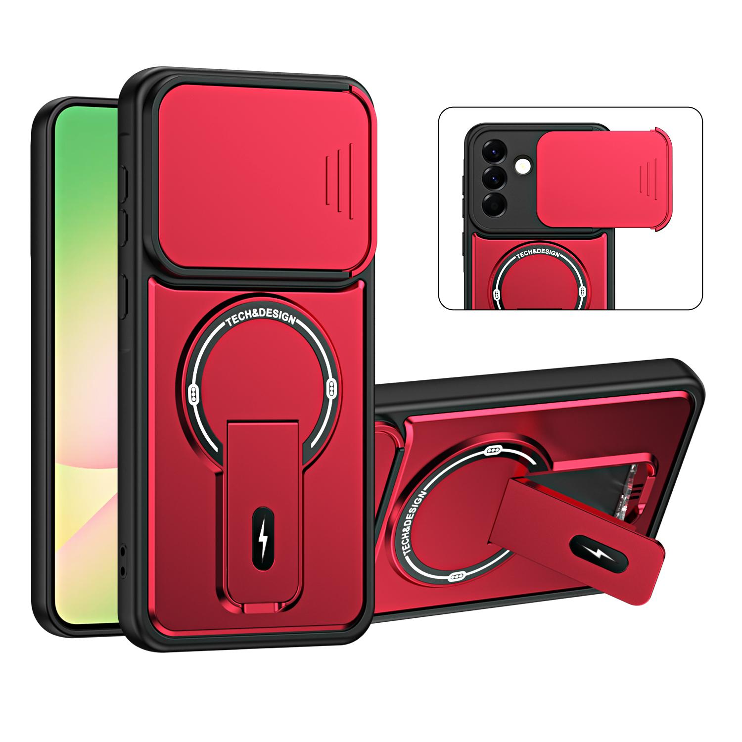 For Galaxy A56 5G Sliding Camshield Holder Magnetic Phone Case(Red) - Shopkiz.com