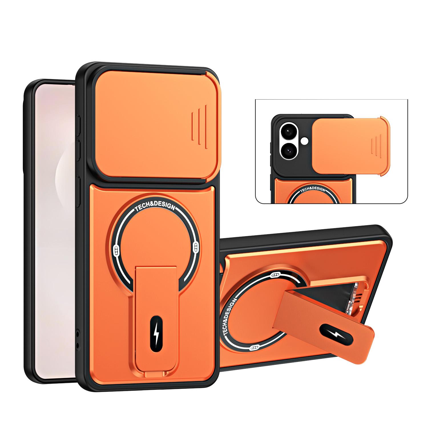 For Galaxy S26 Edge 5G Sliding Camshield Holder Magnetic Phone Case(Orange) - Shopkiz.com