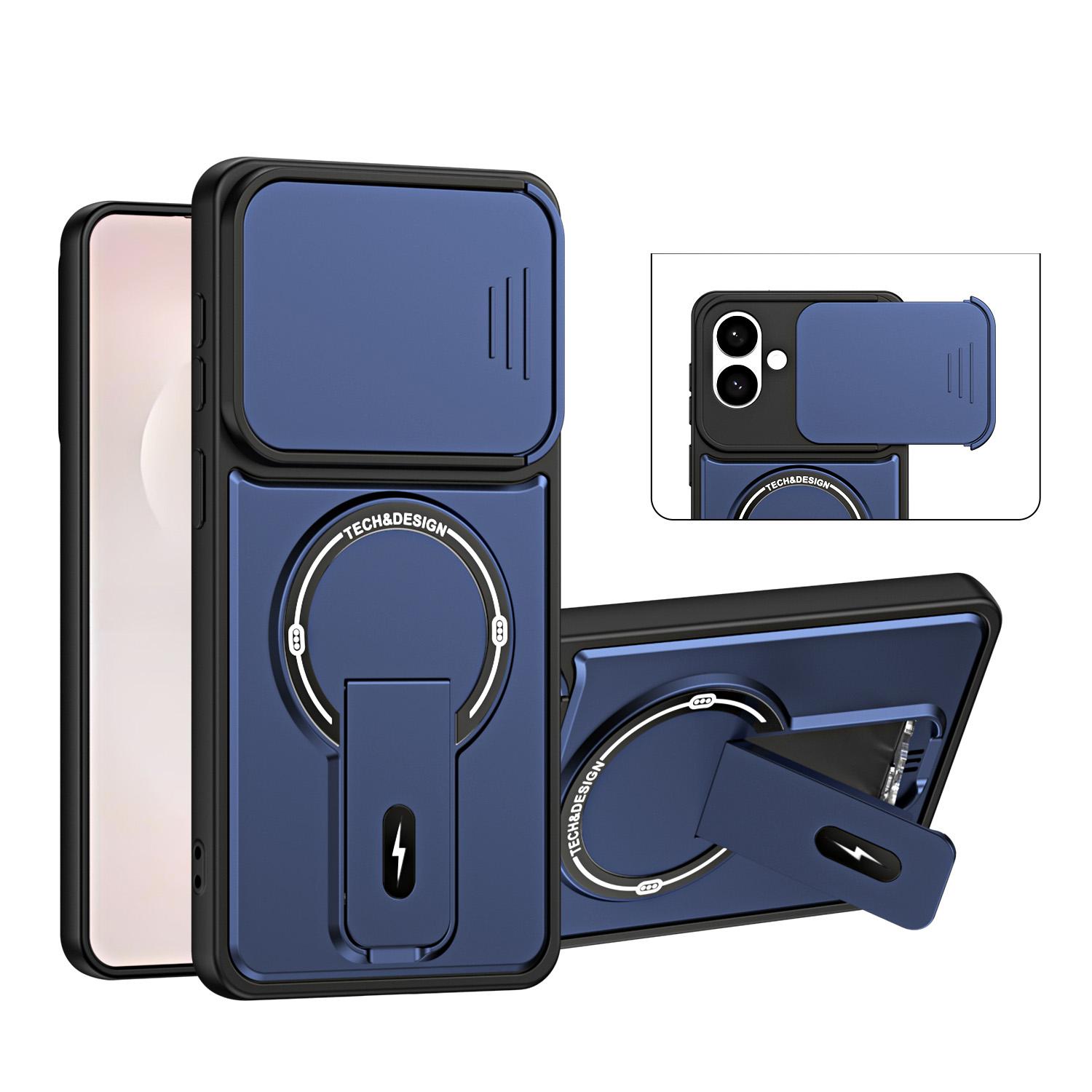 For Galaxy S26 Edge 5G Sliding Camshield Holder Magnetic Phone Case(Blue) - Shopkiz.com
