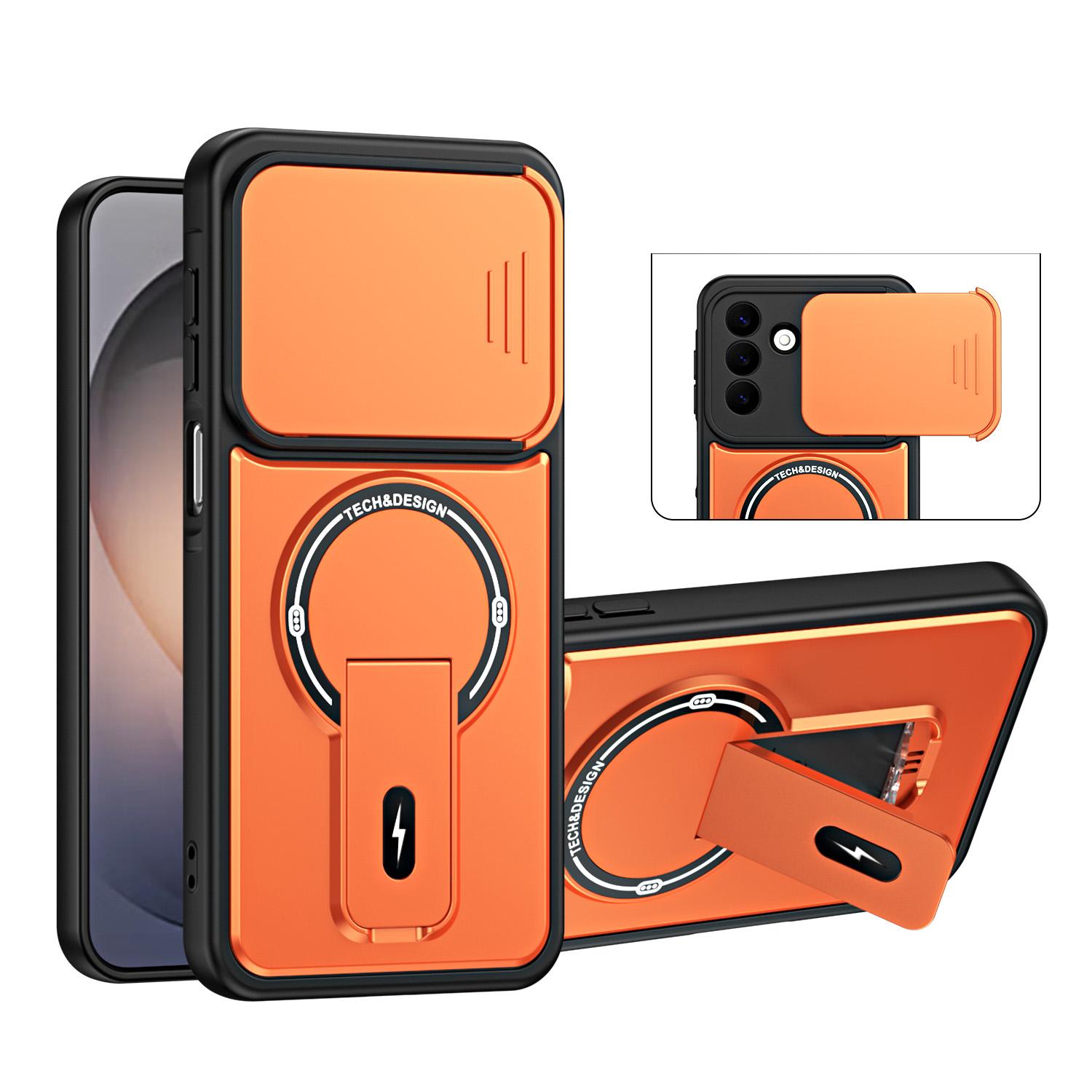 For Galaxy S26+ 5G Sliding Camshield Holder Magnetic Phone Case(Orange) - Shopkiz.com