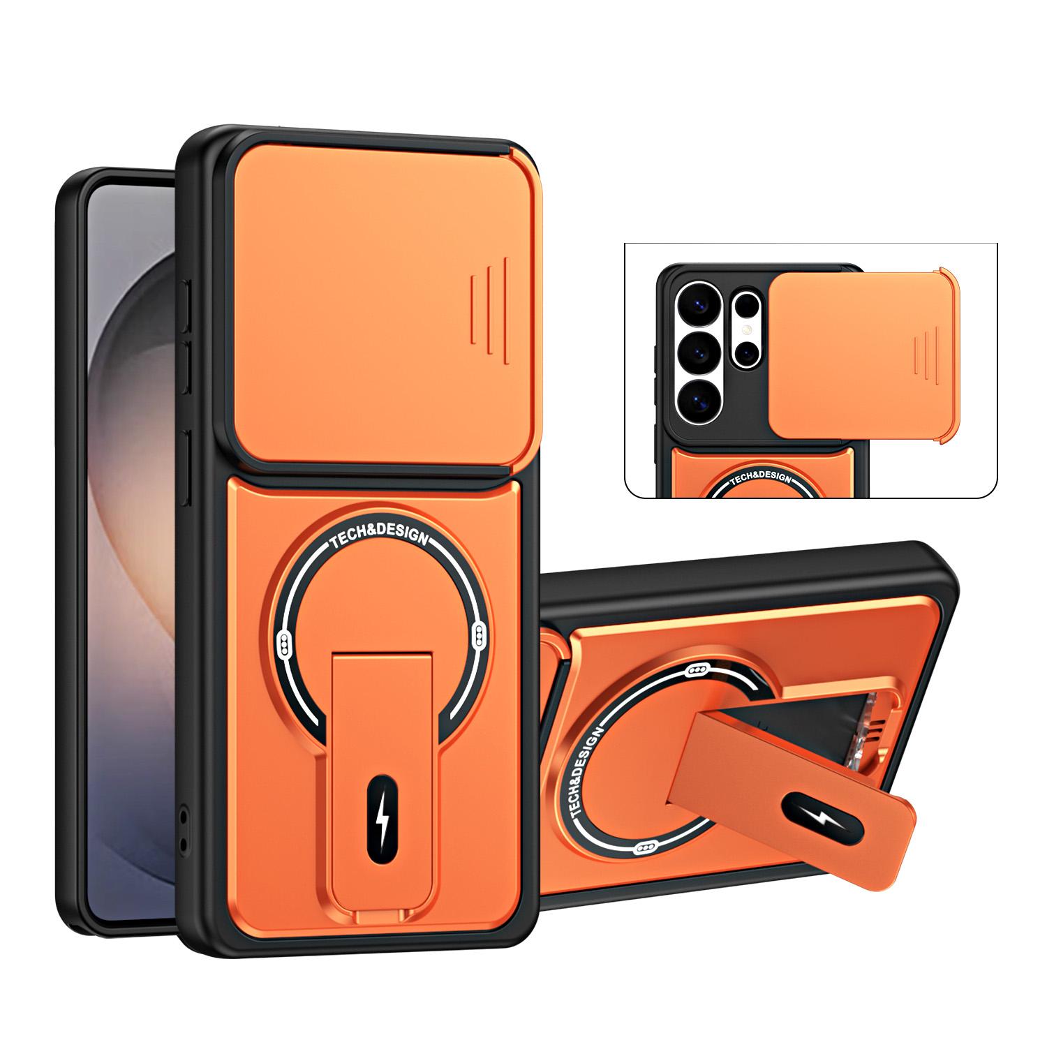 For Galaxy S26 Ultra 5G Sliding Camshield Holder Magnetic Phone Case(Orange) - Shopkiz.com