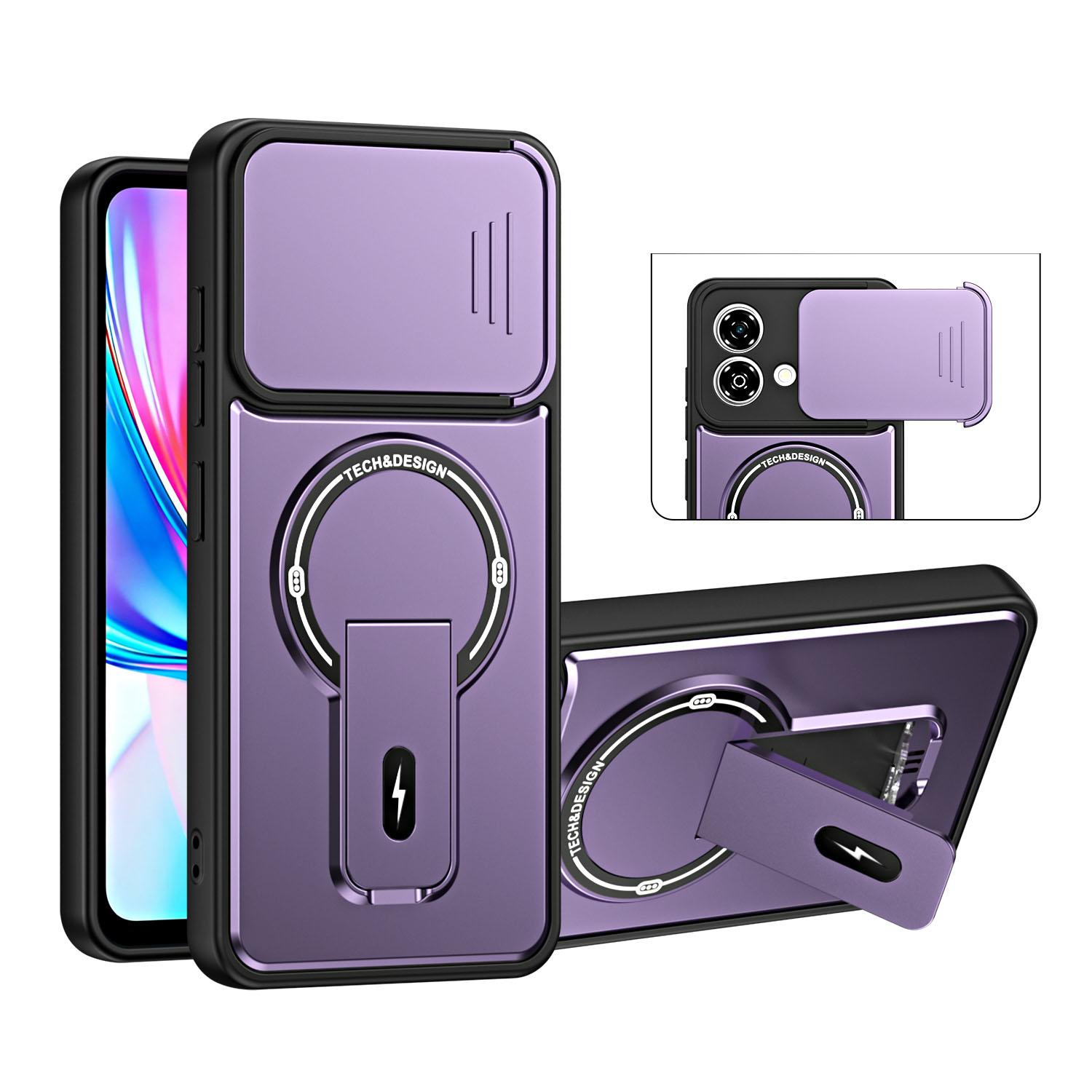 For ZTE Blade A35e 4G Sliding Camshield Holder Magnetic Phone Case(Purple) - Shopkiz.com
