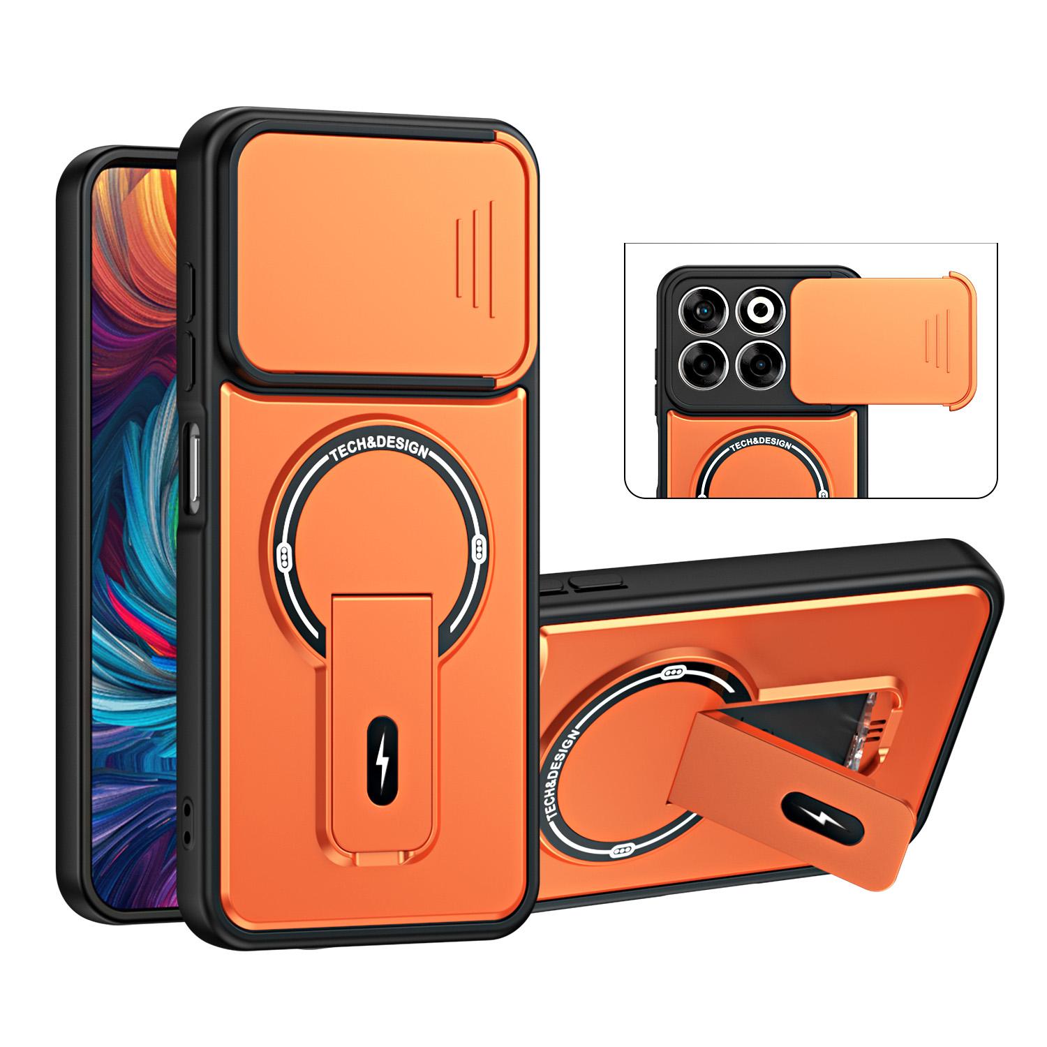 For ZTE Blade A35 / A55 Sliding Camshield Holder Magnetic Phone Case(Orange) - Shopkiz.com