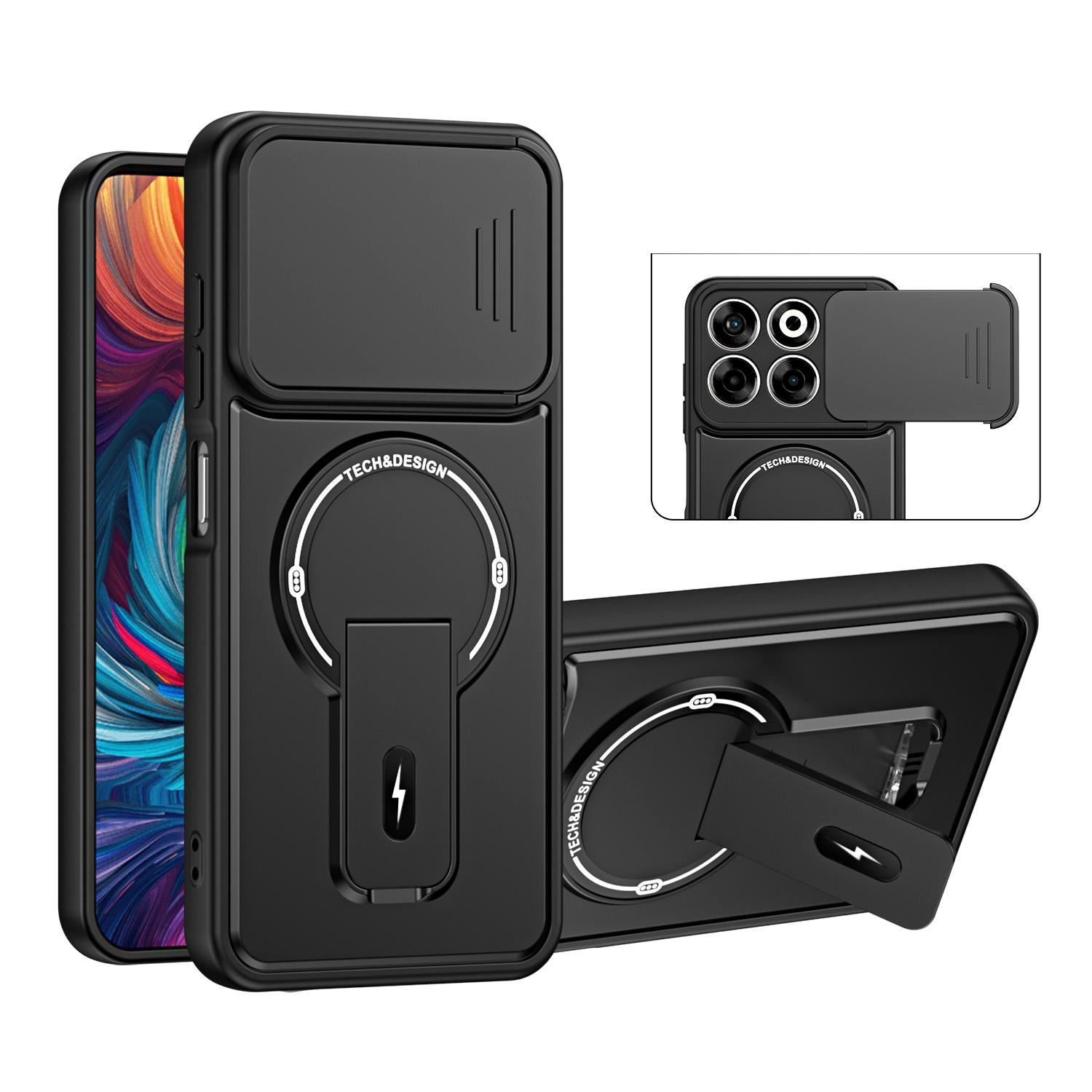 For ZTE Blade A35 / A55 Sliding Camshield Holder Magnetic Phone Case(Black) - Shopkiz.com