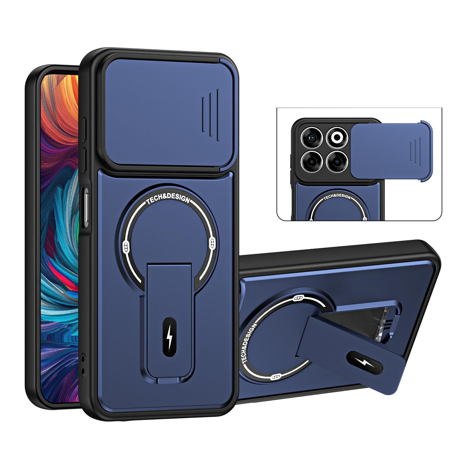 For ZTE Blade A35 / A55 Sliding Camshield Holder Magnetic Phone Case(Blue) - Shopkiz.com