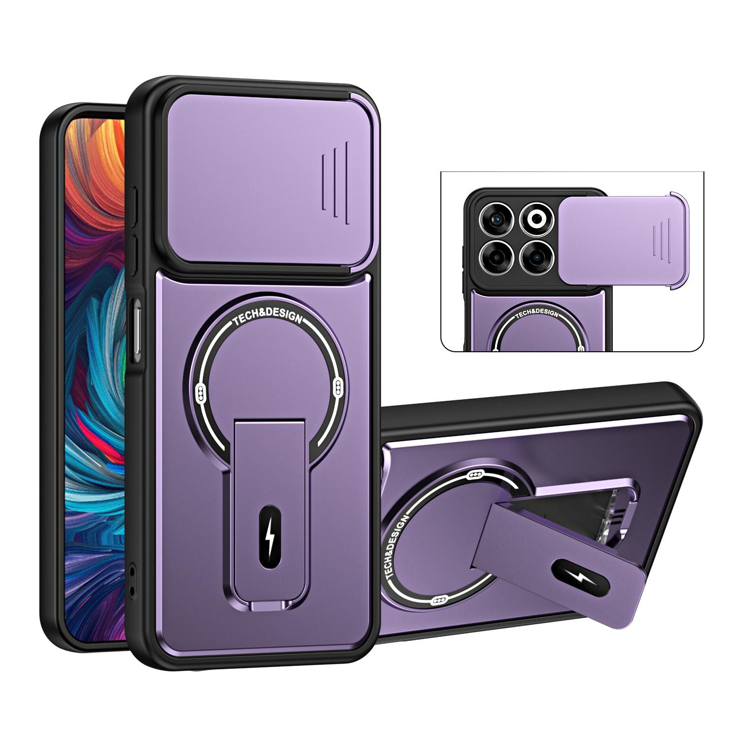 For ZTE Blade A35 / A55 Sliding Camshield Holder Magnetic Phone Case(Purple) - Shopkiz.com