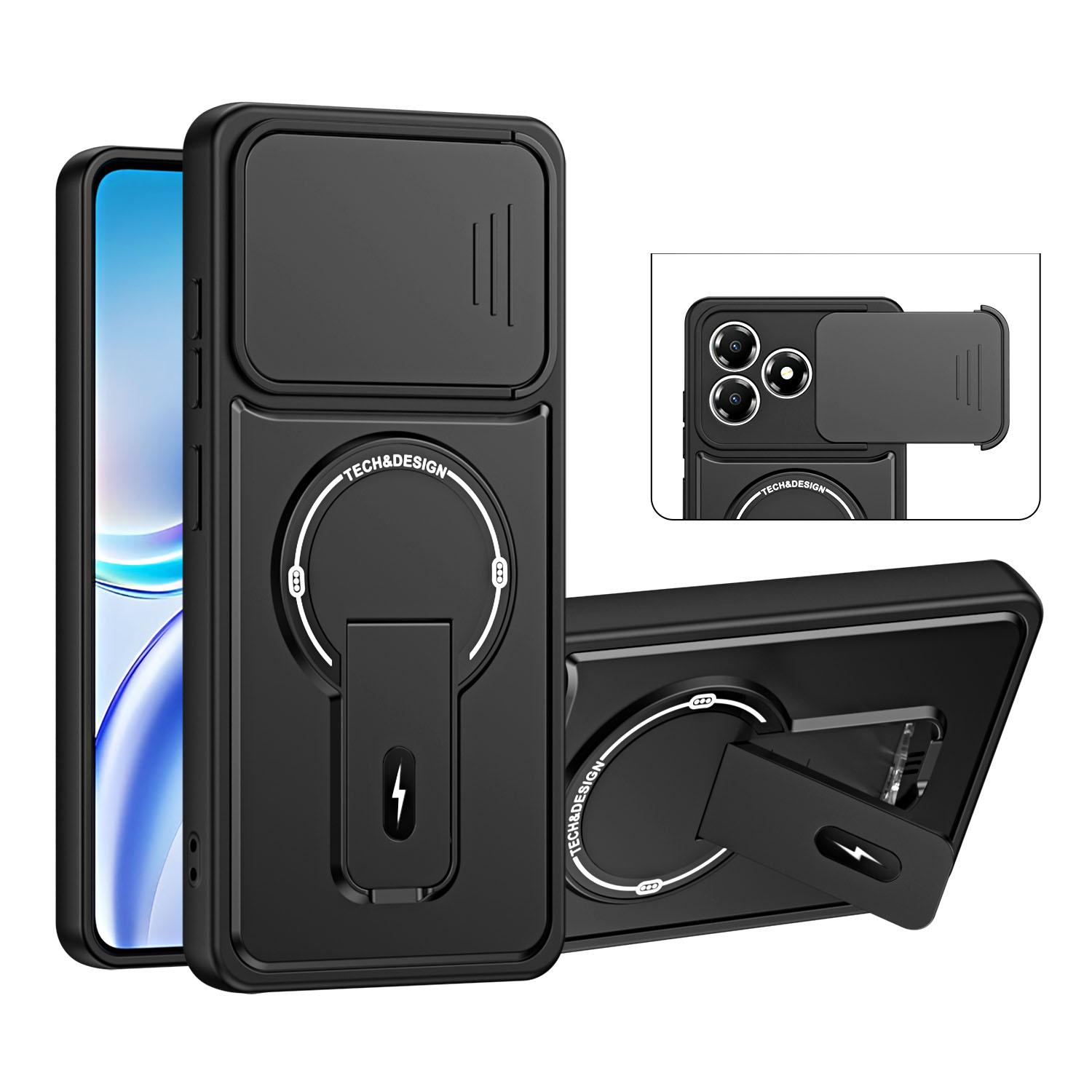 For ZTE Blade A36 4G Sliding Camshield Holder Magnetic Phone Case(Black) - Shopkiz.com