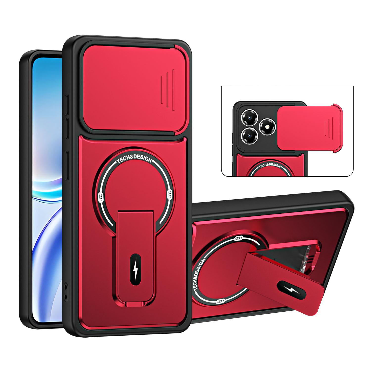 For ZTE Blade A36 4G Sliding Camshield Holder Magnetic Phone Case(Red) - Shopkiz.com