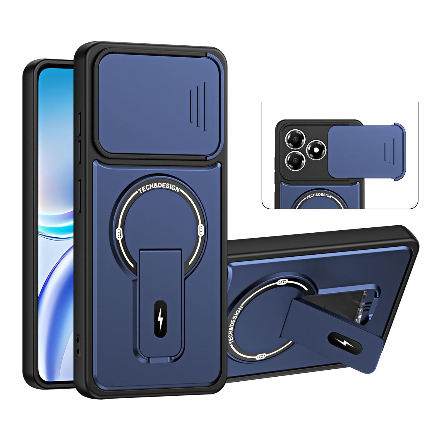 For ZTE Blade A36 4G Sliding Camshield Holder Magnetic Phone Case(Blue) - Shopkiz.com