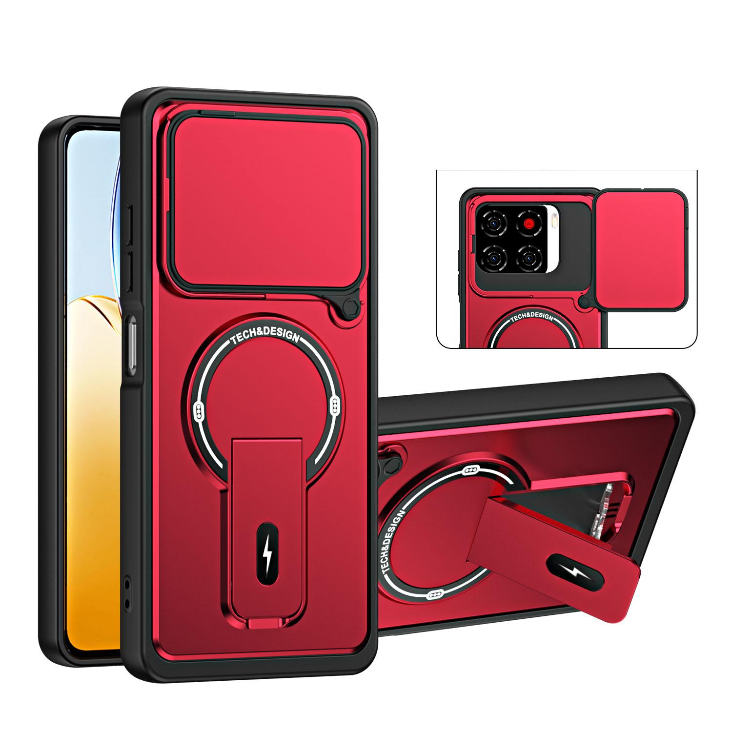 For ZTE Blade A56 4G / A56 Pro Sliding Camshield Holder Magnetic Phone Case(Red) - Shopkiz.com