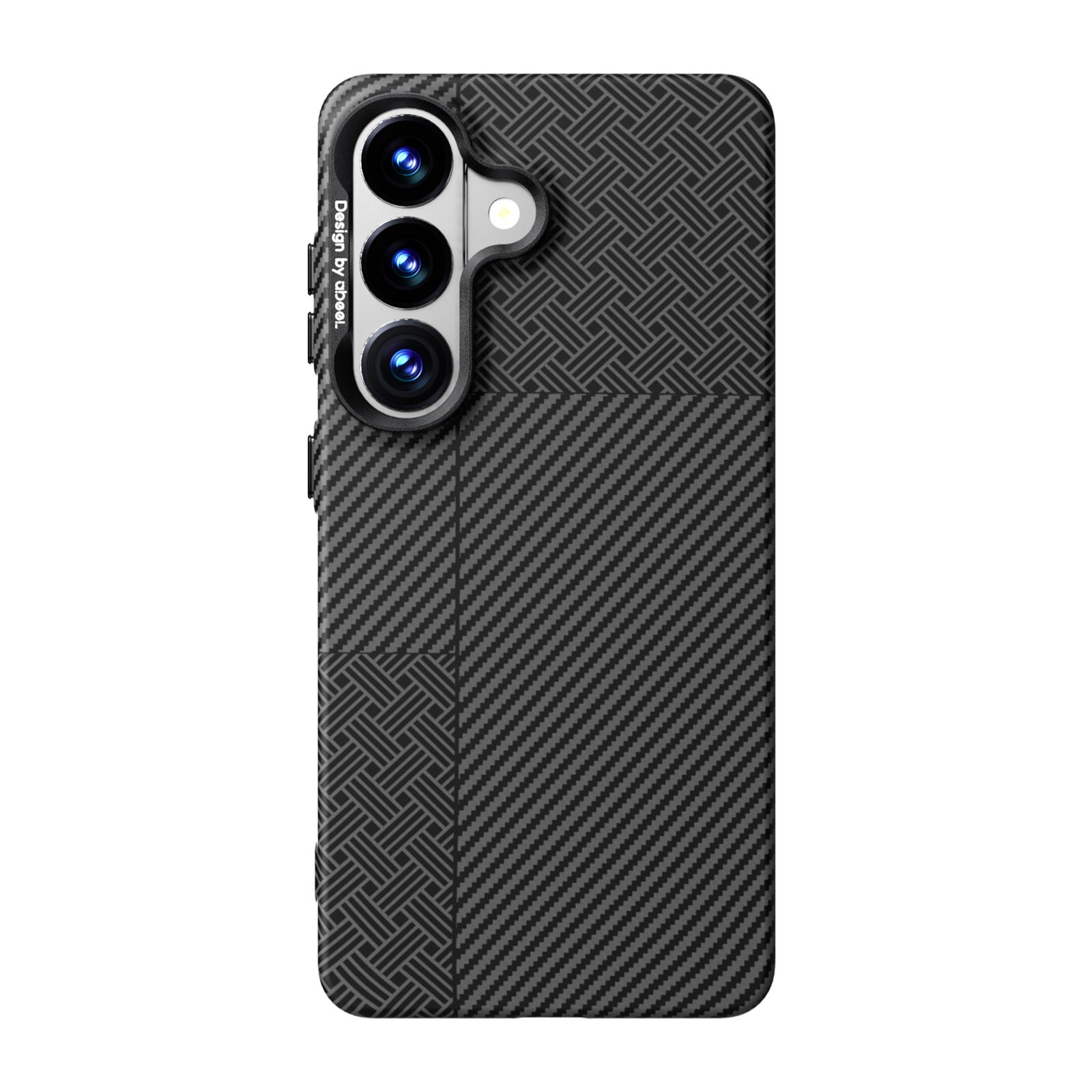 For Galaxy S26 5G ABEEL Lightweight Zero Feel Series Lyocell Fiber Water Adhesive Magnetic Phone Case(Small Meander Carbon Fiber) - Shopkiz.com