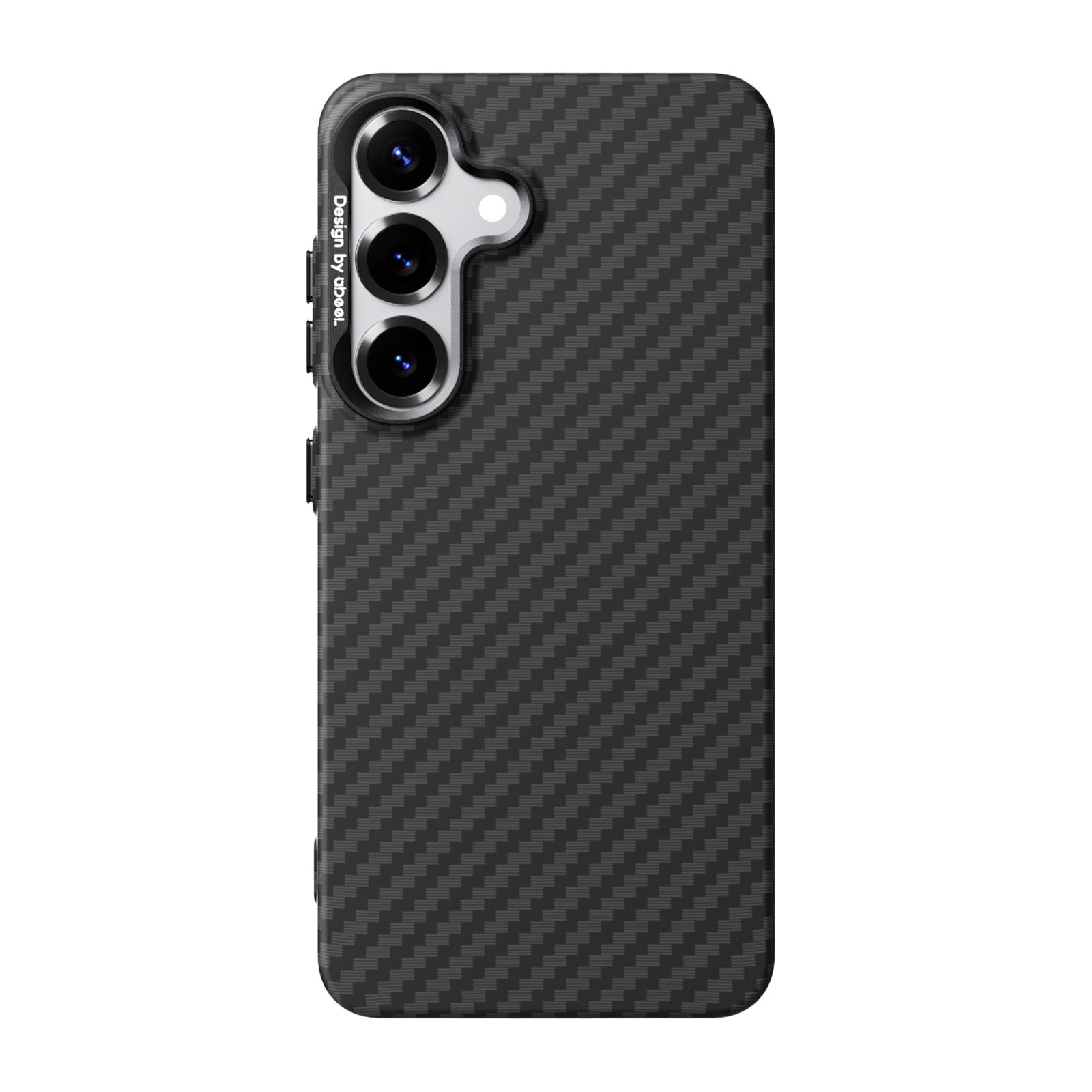 For Galaxy S25 5G ABEEL Lightweight Zero Feel Series Lyocell Fiber Water Adhesive Magnetic Phone Case(Carbon Fiber Black) - Shopkiz.com
