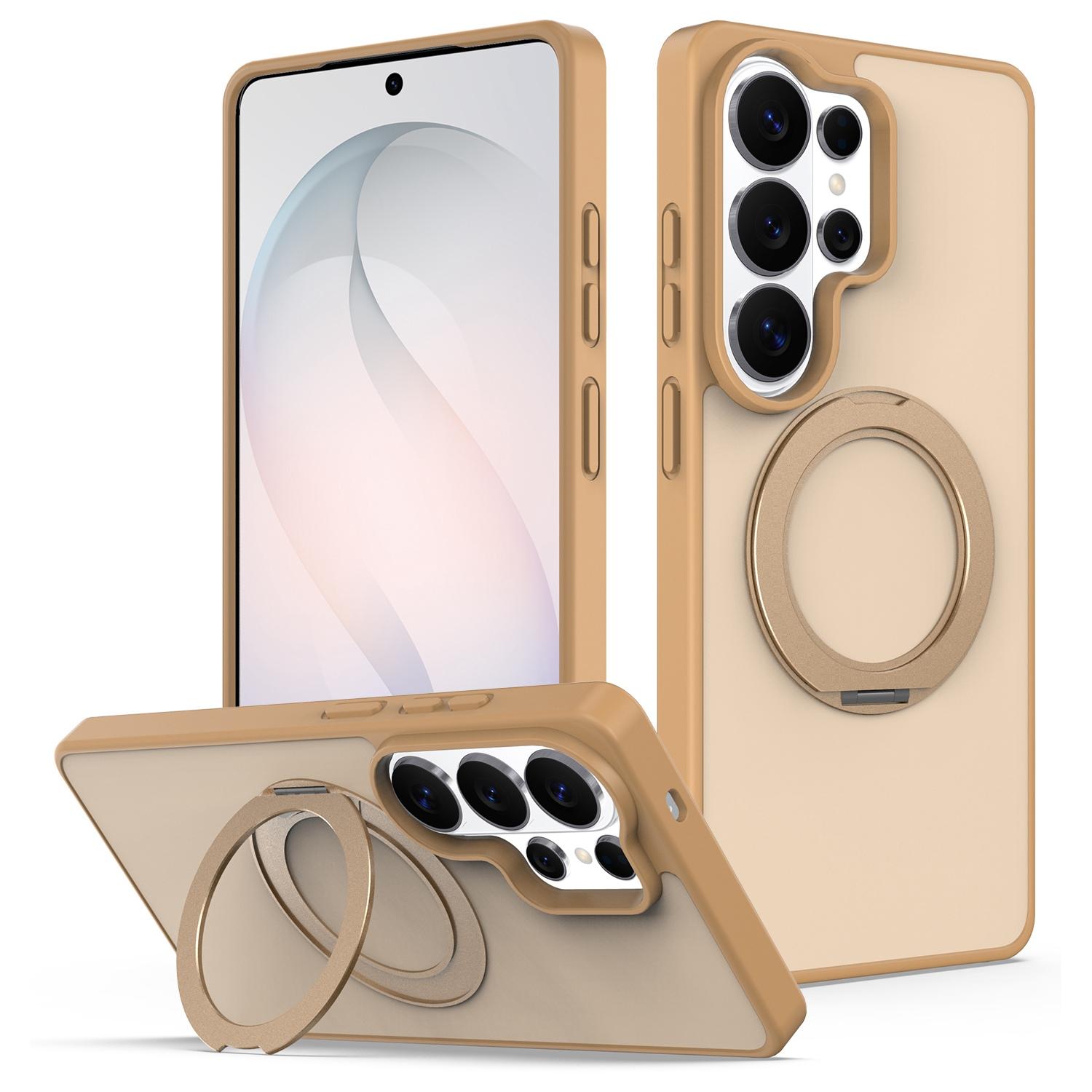 For Galaxy S24 Ultra 5G Skin Feel Revolving Kickstand Magnetic Phone Case(Gold) - Shopkiz.com
