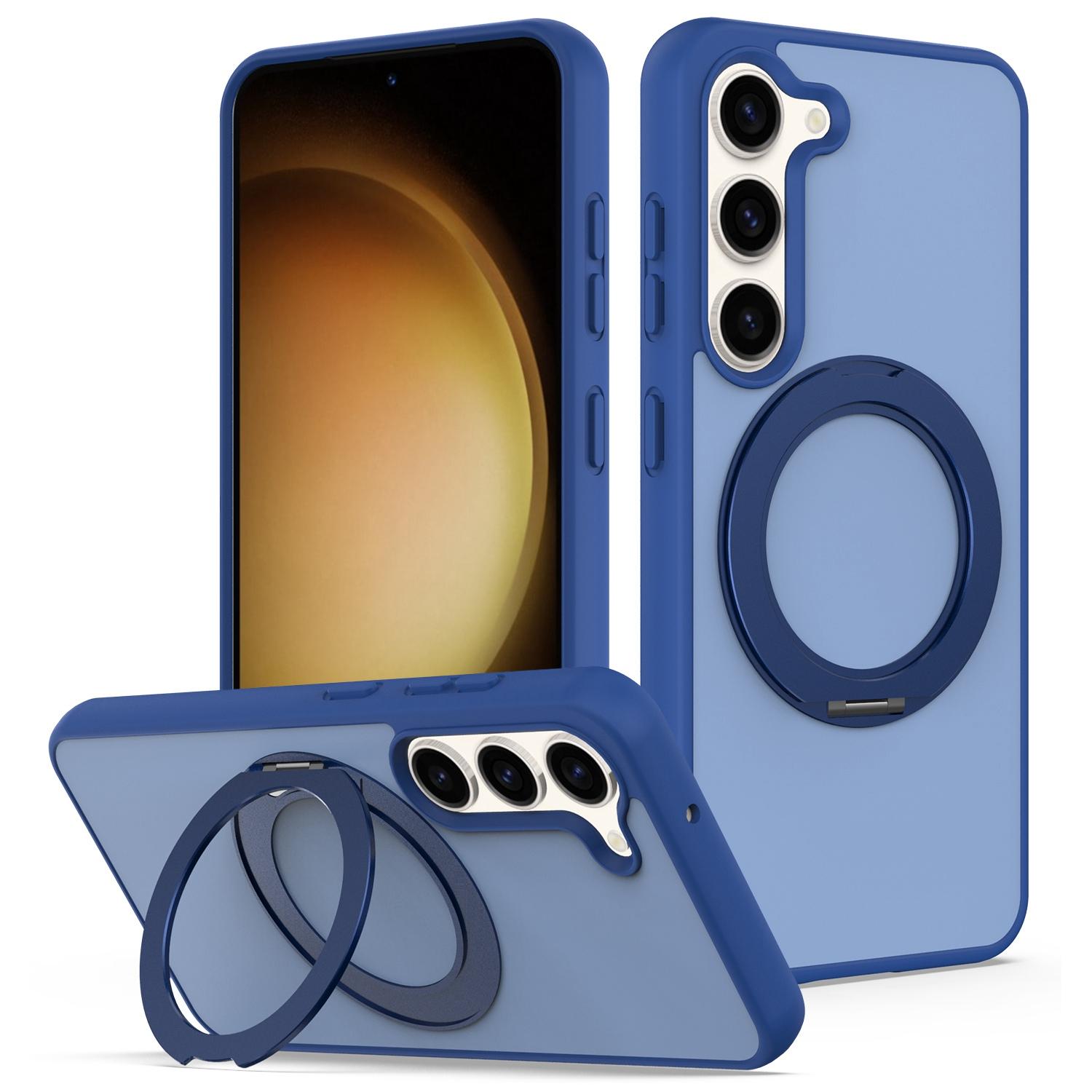 For Galaxy S23 5G Skin Feel Revolving Kickstand Magnetic Phone Case(Blue) - Shopkiz.com