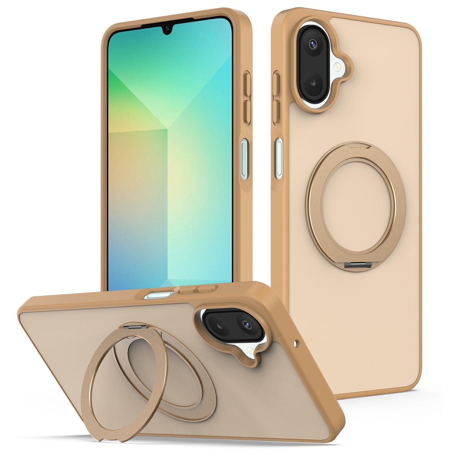 For Galaxy A08 / A07 4G&5G Skin Feel Revolving Kickstand Magnetic Phone Case(Gold) - Shopkiz.com