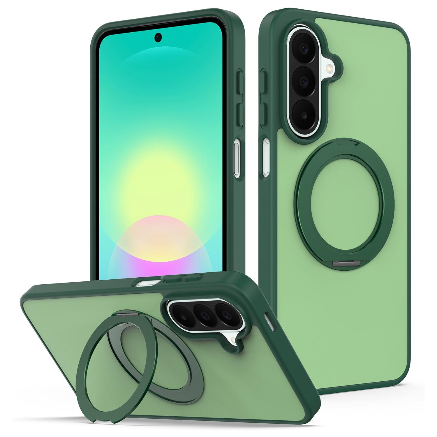 For Galaxy S26 5G Skin Feel Revolving Kickstand Magnetic Phone Case(Green) - Shopkiz.com