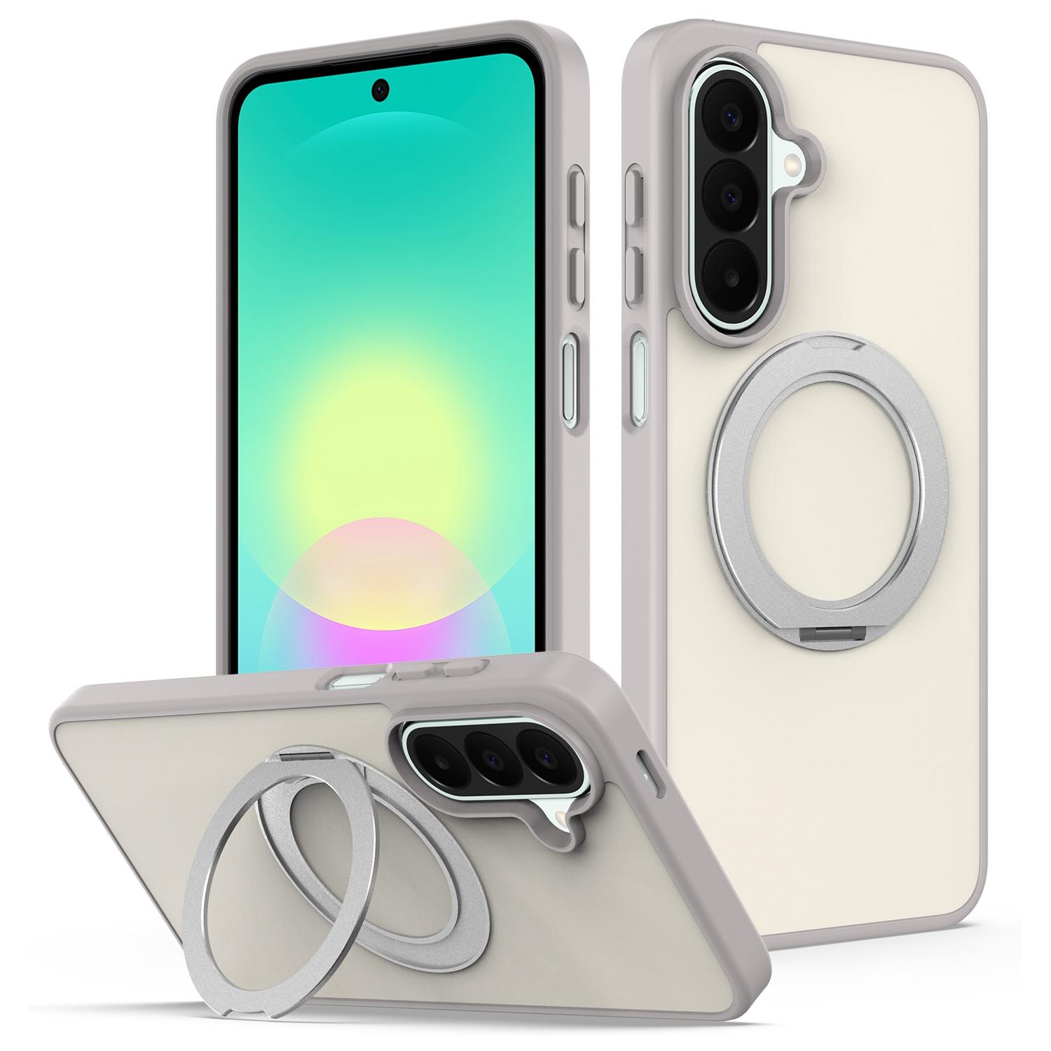 For Galaxy S26 5G Skin Feel Revolving Kickstand Magnetic Phone Case(Grey) - Shopkiz.com