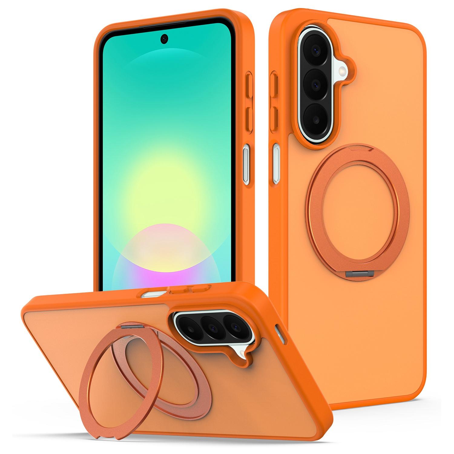 For Galaxy A18 / A17 4G&5G Skin Feel Revolving Kickstand Magnetic Phone Case(Orange) - Shopkiz.com