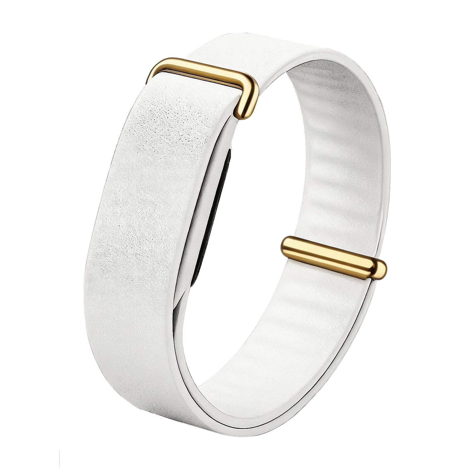 For Google Fitbit Air Solid Color PU Leather Loop Watch Band(White) - Shopkiz.com