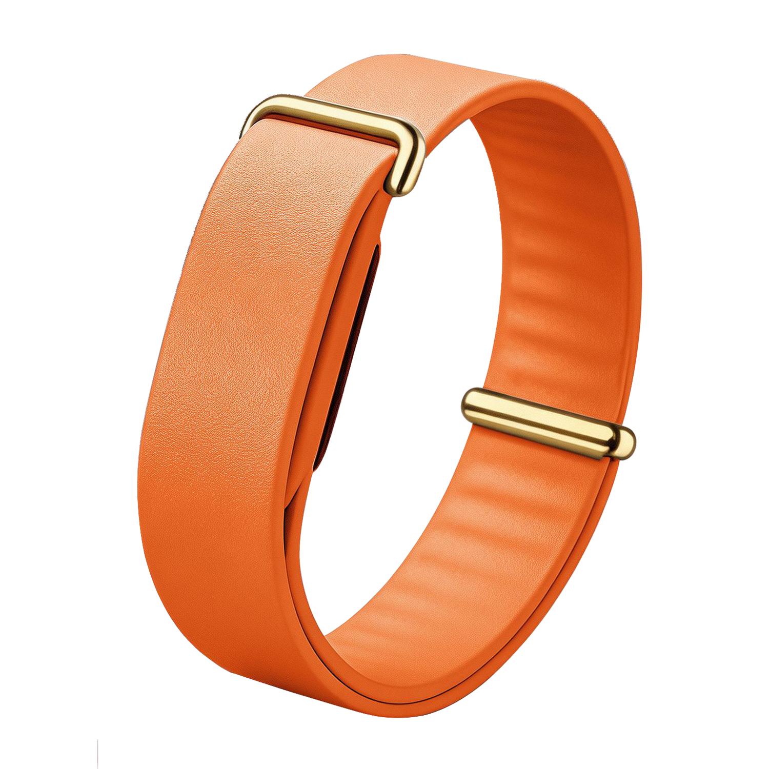 For Google Fitbit Air Solid Color PU Leather Loop Watch Band(Orange) - Shopkiz.com