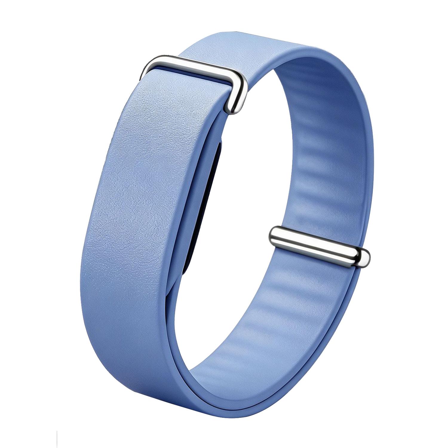 For Google Fitbit Air Solid Color PU Leather Loop Watch Band(Blue) - Shopkiz.com