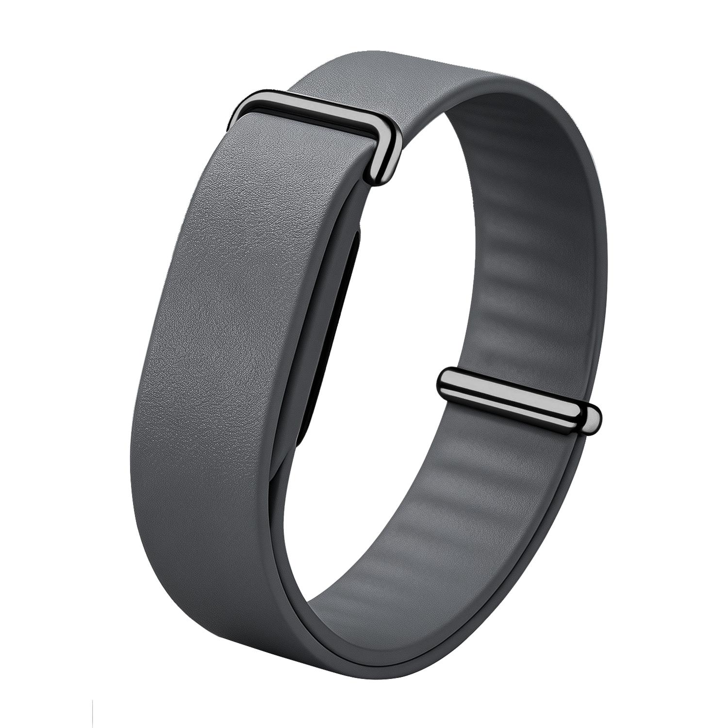 For Google Fitbit Air Solid Color PU Leather Loop Watch Band(Dark Grey) - Shopkiz.com