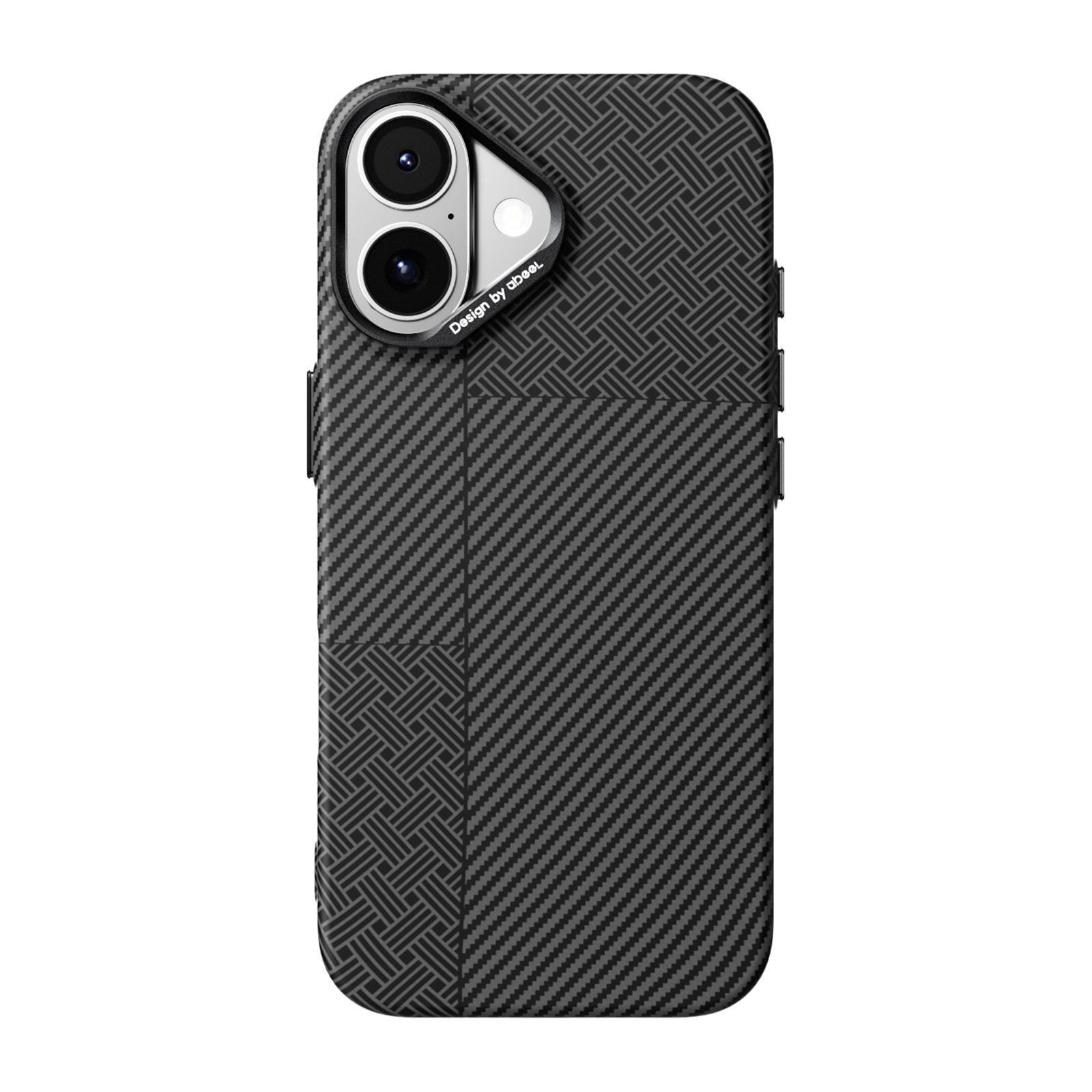 For iPhone 17 ABEEL Lightweight Zero Feel Series Lyocell Fiber Water Adhesive Magnetic Phone Case(Small Meander Carbon Fiber) - Shopkiz.com