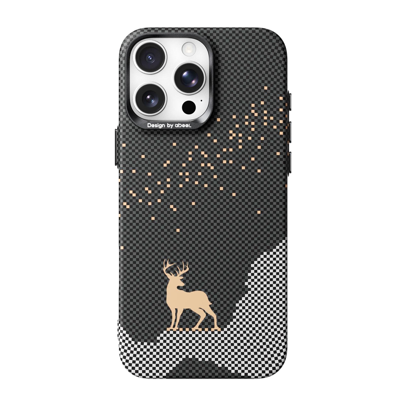 For iPhone 16 Pro Max ABEEL Lightweight Zero Feel Series Lyocell Fiber Water Adhesive Magnetic Phone Case(Auspicious Deer) - Shopkiz.com