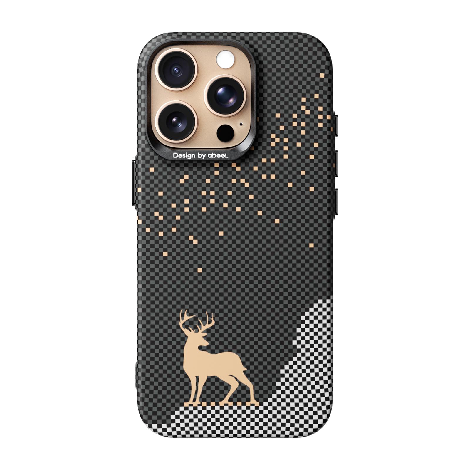 For iPhone 16 Pro ABEEL Lightweight Zero Feel Series Lyocell Fiber Water Adhesive Magnetic Phone Case(Auspicious Deer) - Shopkiz.com
