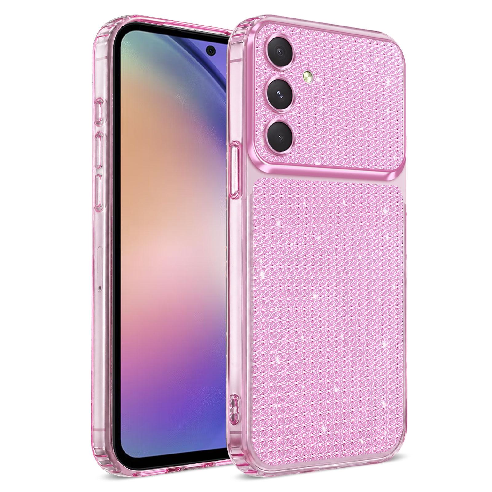 For Galaxy A35 5G / A55 5G Sparkling Diamond Glitter Airbag Phone Case(Pink) - Shopkiz.com