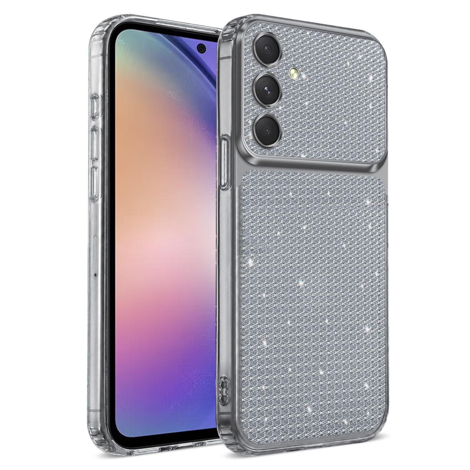 For Galaxy A54 5G Sparkling Diamond Glitter Airbag Phone Case(Black) - Shopkiz.com