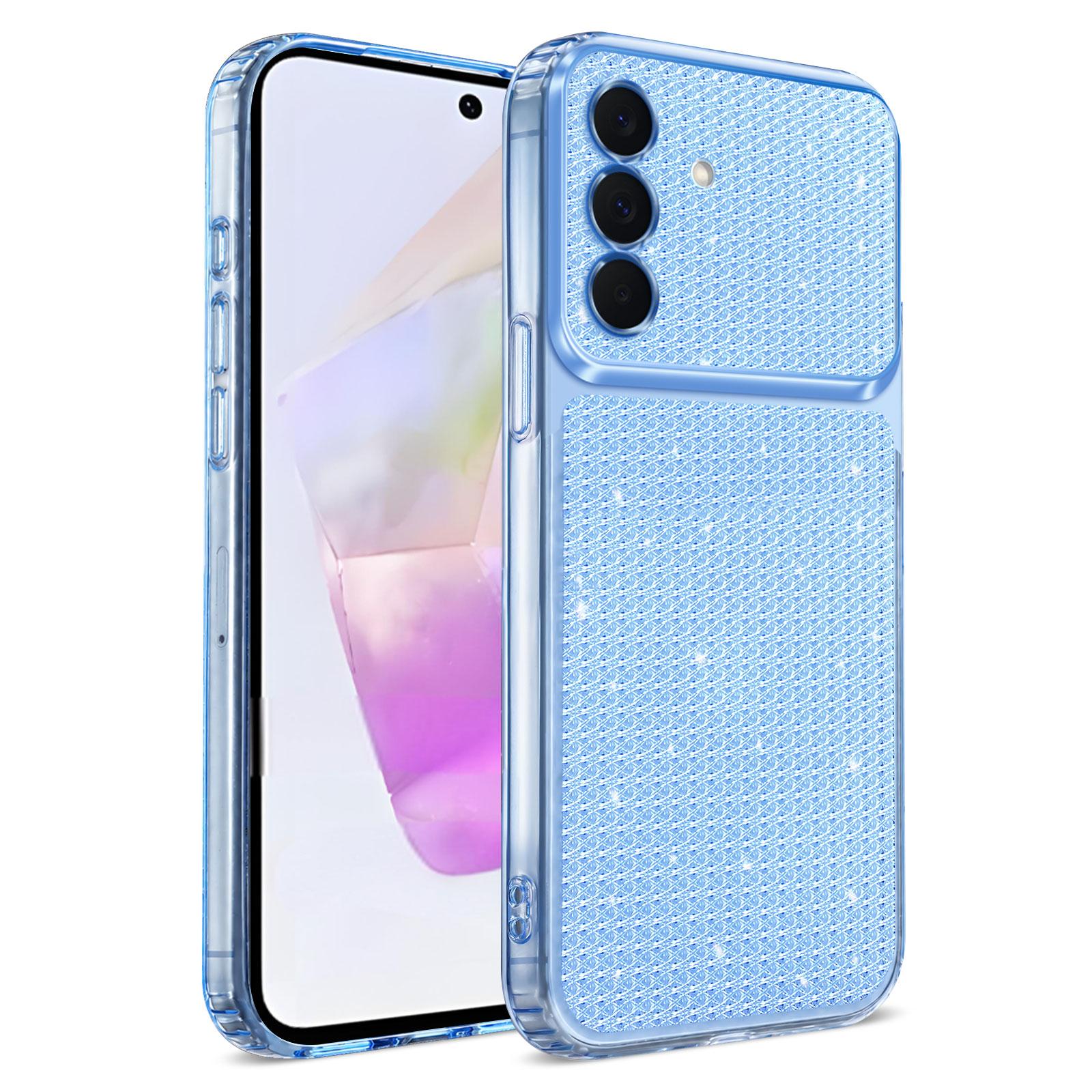 For Galaxy A57 5G Sparkling Diamond Glitter Airbag Phone Case(Blue) - Shopkiz.com