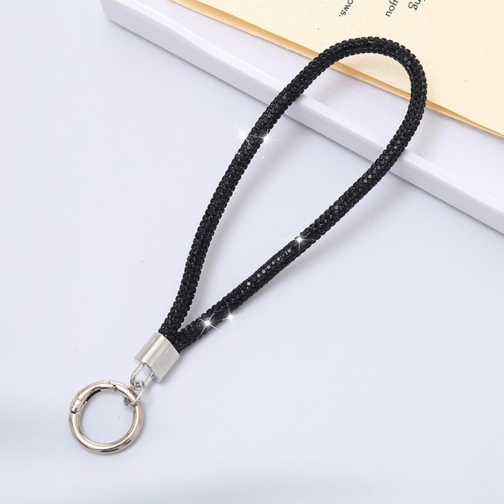 Keychain Rhinestones Phone Charm Wrist Strap for Women Girls(Black) - Shopkiz.com