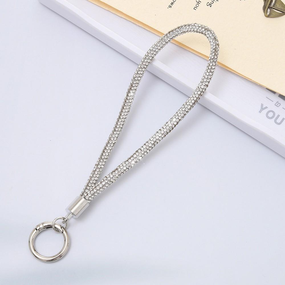 Keychain Rhinestones Phone Charm Wrist Strap for Women Girls(White) - Shopkiz.com