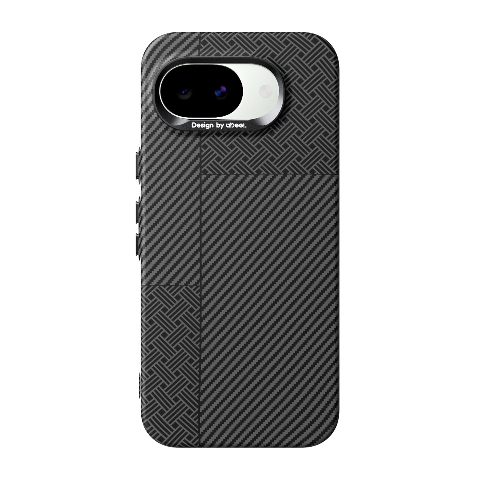 For Google Pixel 10a ABEEL Lightweight Zero Feel Series Lyocell Fiber Water Adhesive Magnetic Phone Case(Small Meander Carbon Fiber) - Shopkiz.com