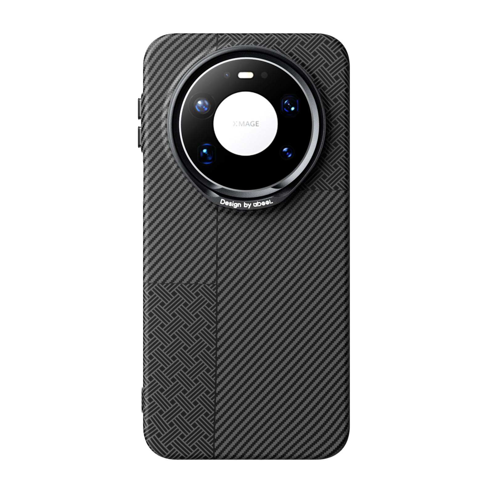 For Huawei Mate 80 Pro Max ABEEL Lightweight Zero Feel Series Lyocell Fiber Water Adhesive Magnetic Phone Case(Small Meander Carbon Fiber) -