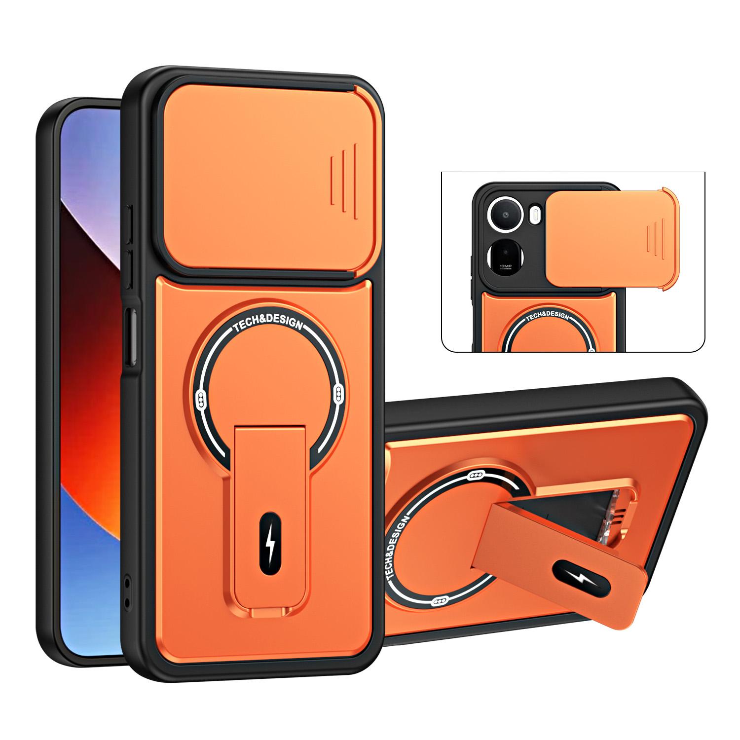 For Redmi A7 Pro 171mm / Poco C85x 5G Sliding Camshield Holder Magnetic Phone Case(Orange) - Shopkiz.com