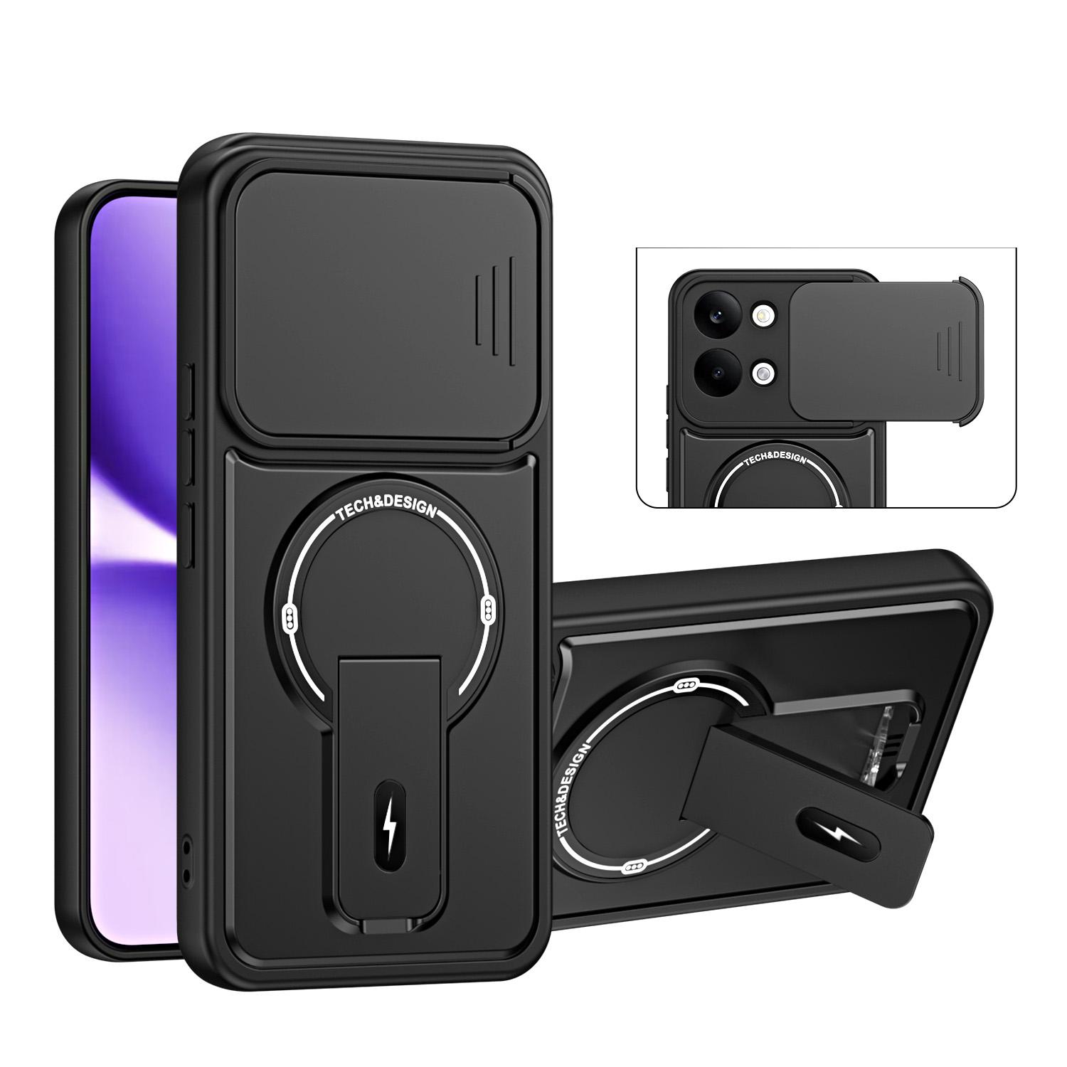 For Redmi Turbo 5 Max / Poco X8 Pro Max Sliding Camshield Holder Magnetic Phone Case(Black) - Shopkiz.com
