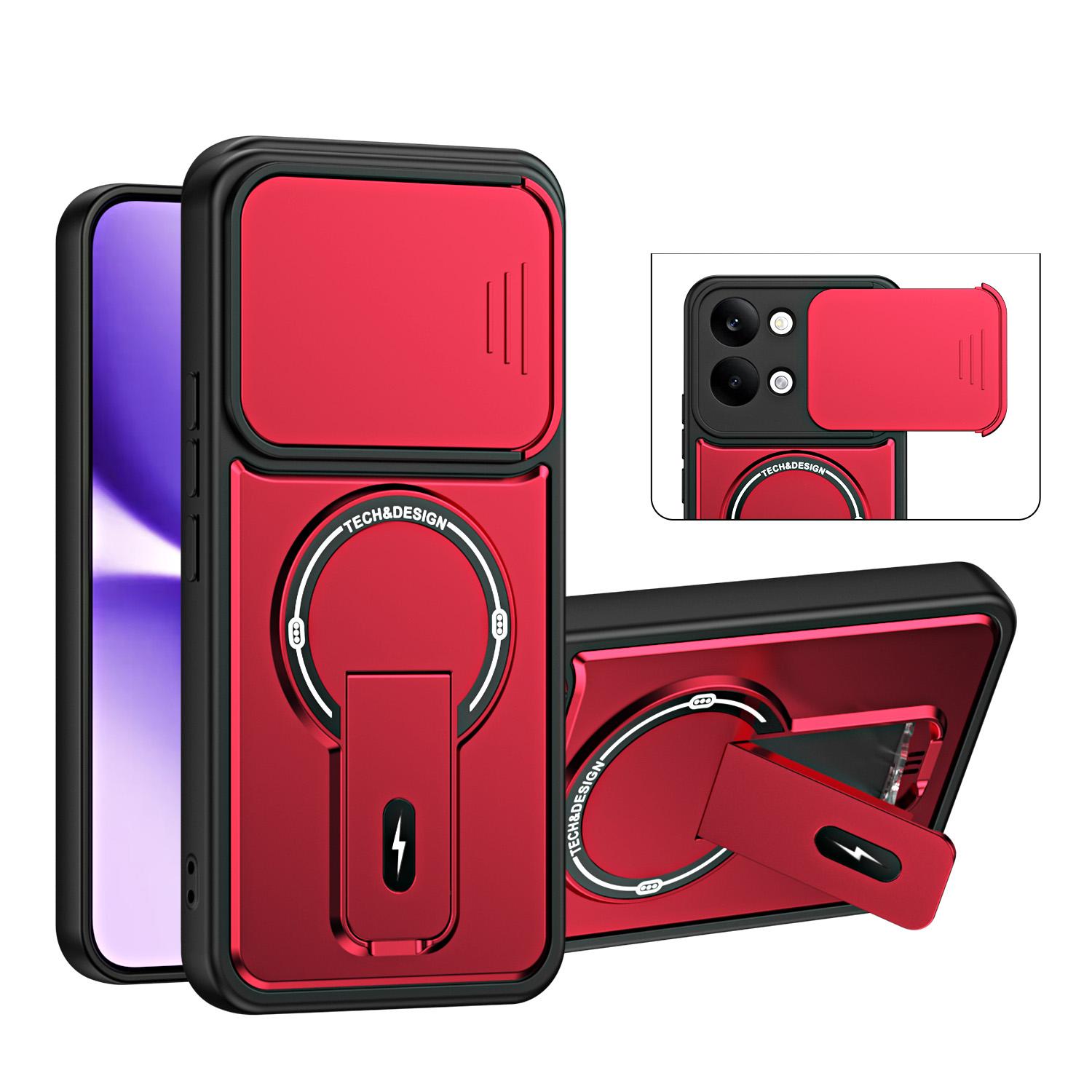 For Redmi Turbo 5 Max / Poco X8 Pro Max Sliding Camshield Holder Magnetic Phone Case(Red) - Shopkiz.com