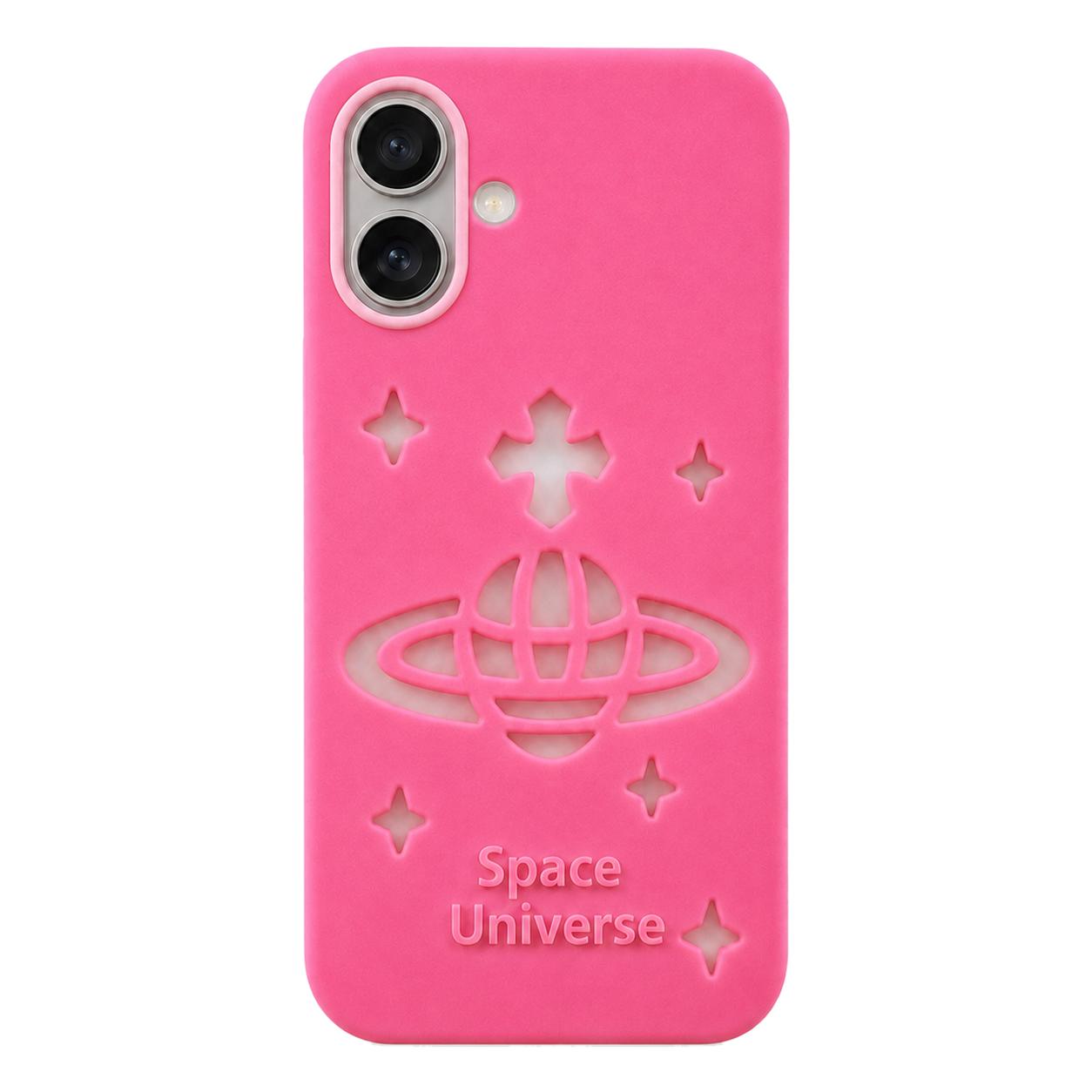 For iPhone 16 Plus Spacecraft Embossed Design Silicone Phone Case(Rose Red) - Shopkiz.com