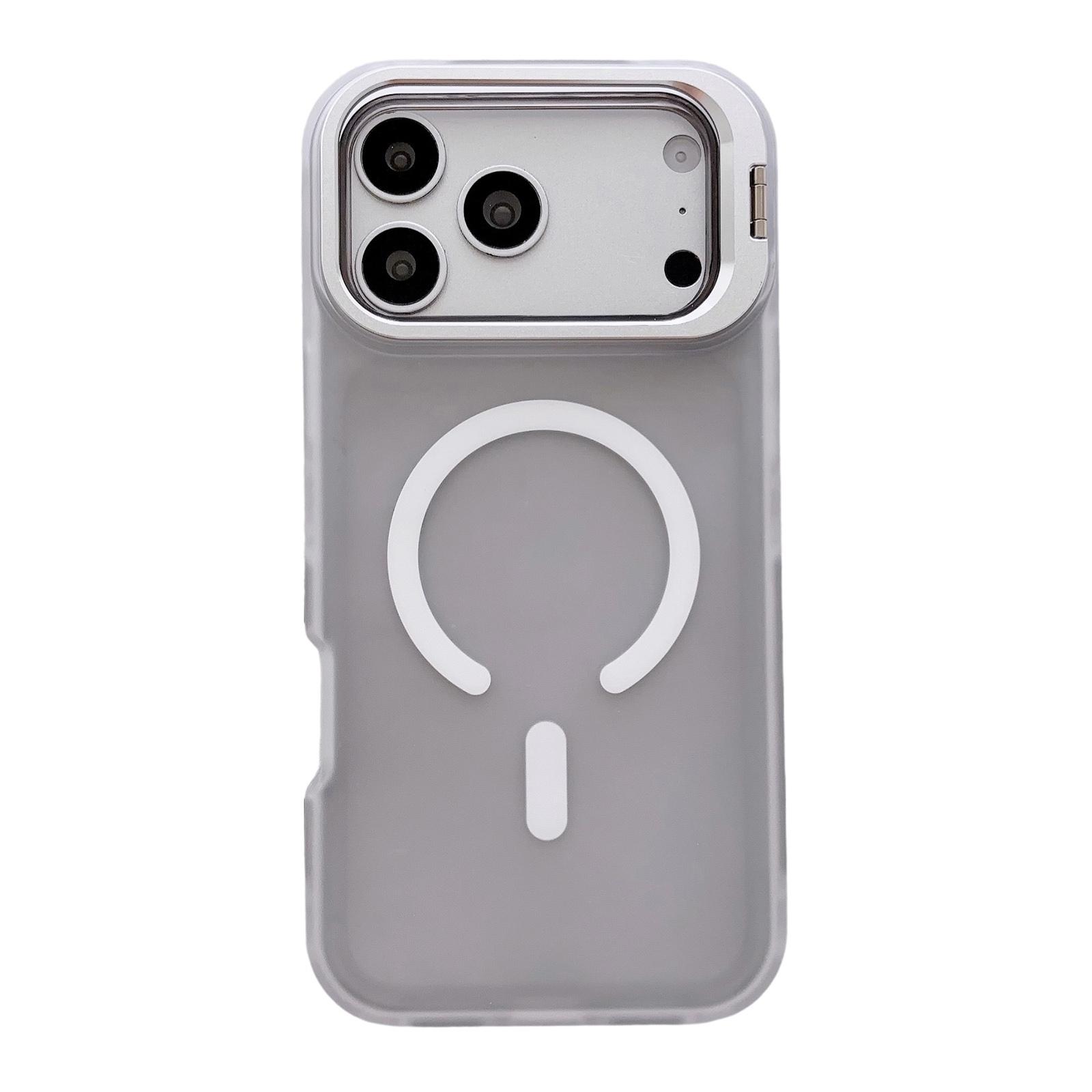 For iPhone 17 Pro Max Skin Feel Frosted Camera Lens Holder Magnetic Phone Case(Black) - Shopkiz.com