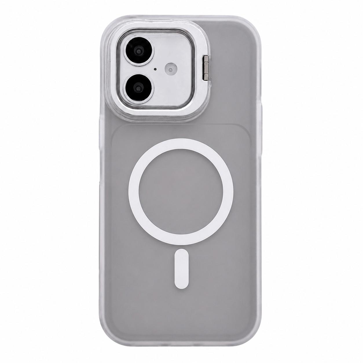 For iPhone 17 Skin Feel Frosted Camera Lens Holder Magnetic Phone Case(Black) - Shopkiz.com