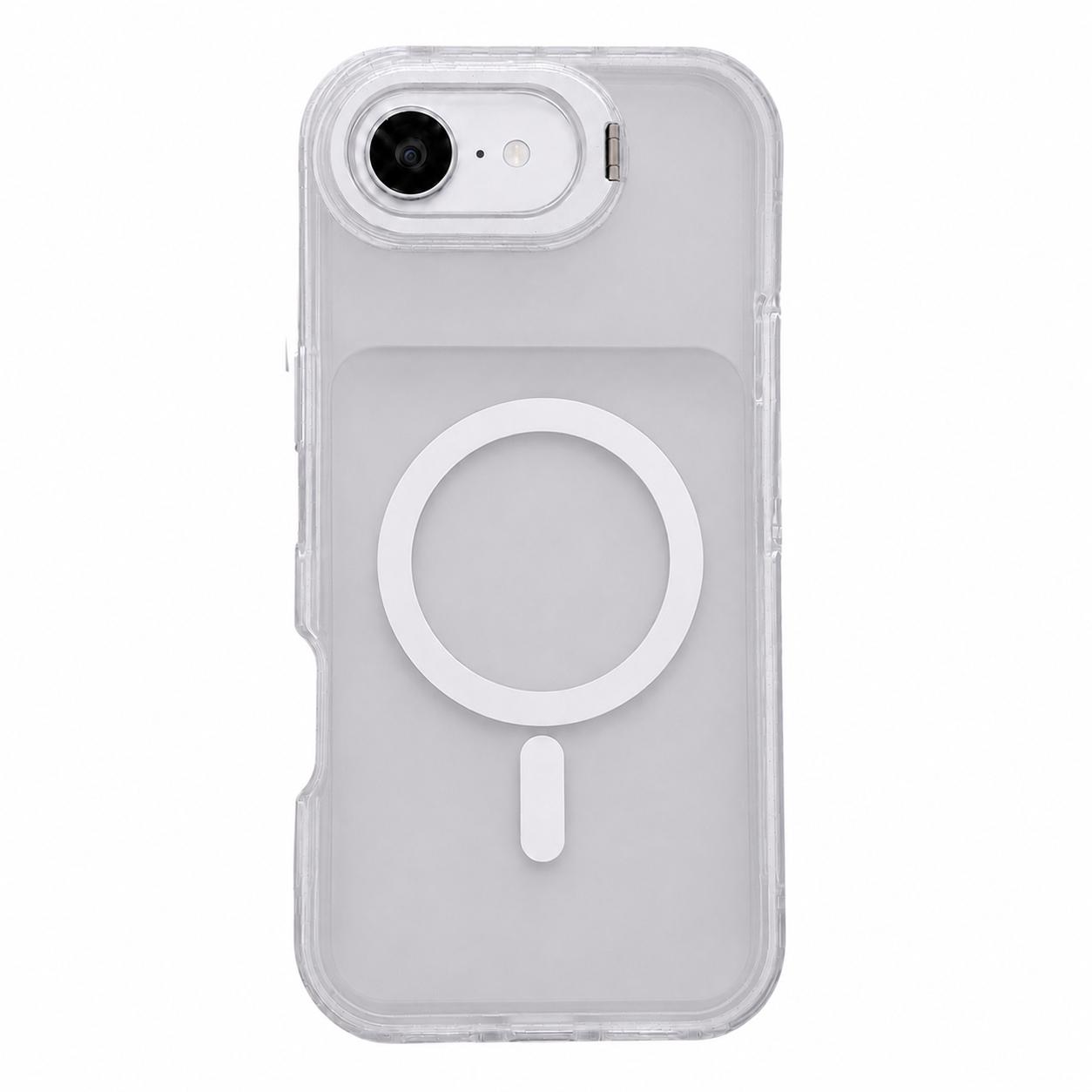For iPhone 17e / 16e Skin Feel Frosted Camera Lens Holder Magnetic Phone Case(White) - Shopkiz.com